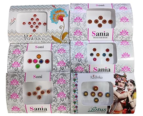 Miniatura 5 de Indian bindis Bindi - Calcomanías para la frente de diamantes de imitación para mujer, para pegar en el cabello, ojos, paquete de 5 tatuajes