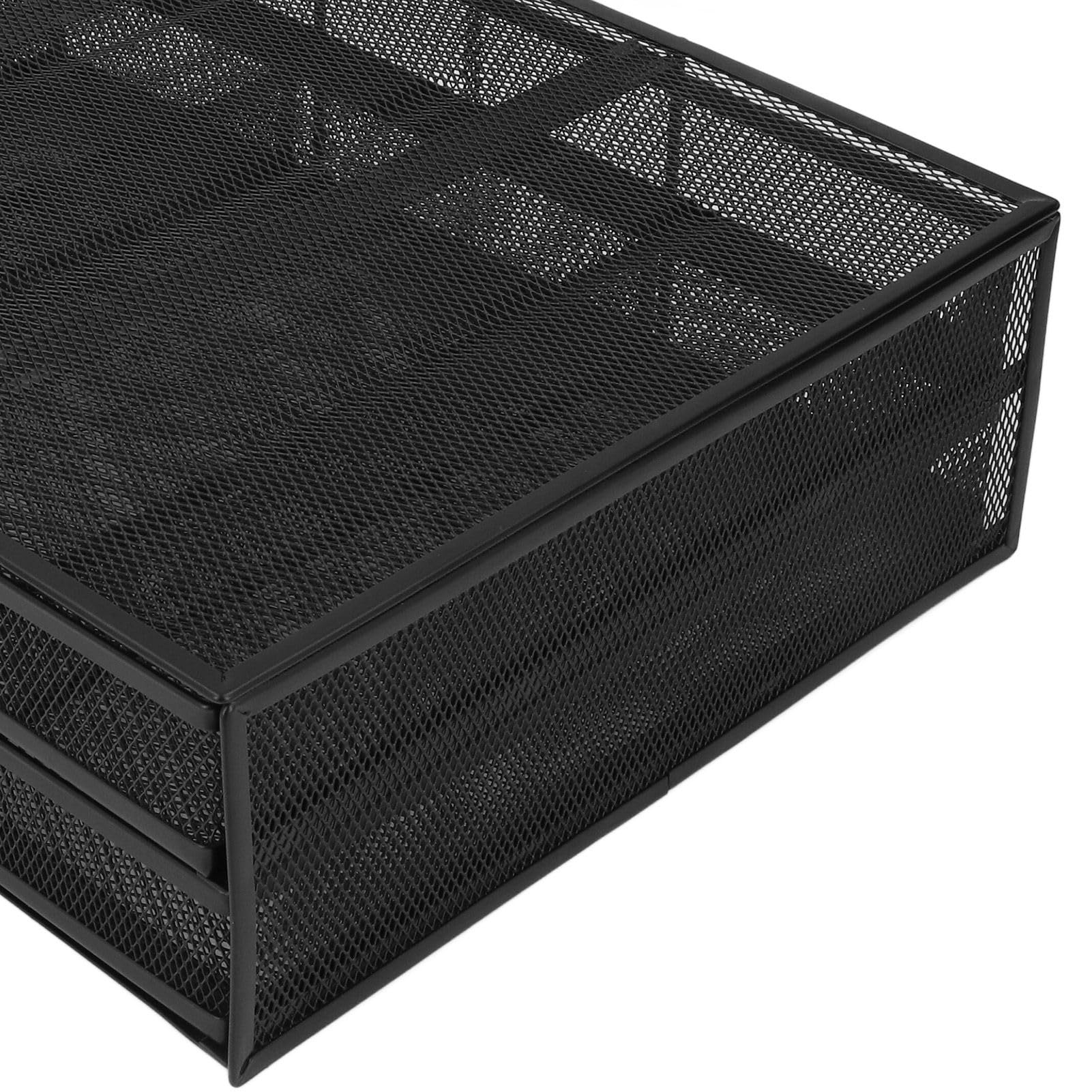 Changor Podstawka Pod Monitor z szufladą Zapewniająca Ergonomiczne Rozwiązania do Oglądania i Przechowywania w Biurze, Konstrukcja z Metalowej Siatki, 2 Zdejmowane Szuflady, 15,9 Cala
