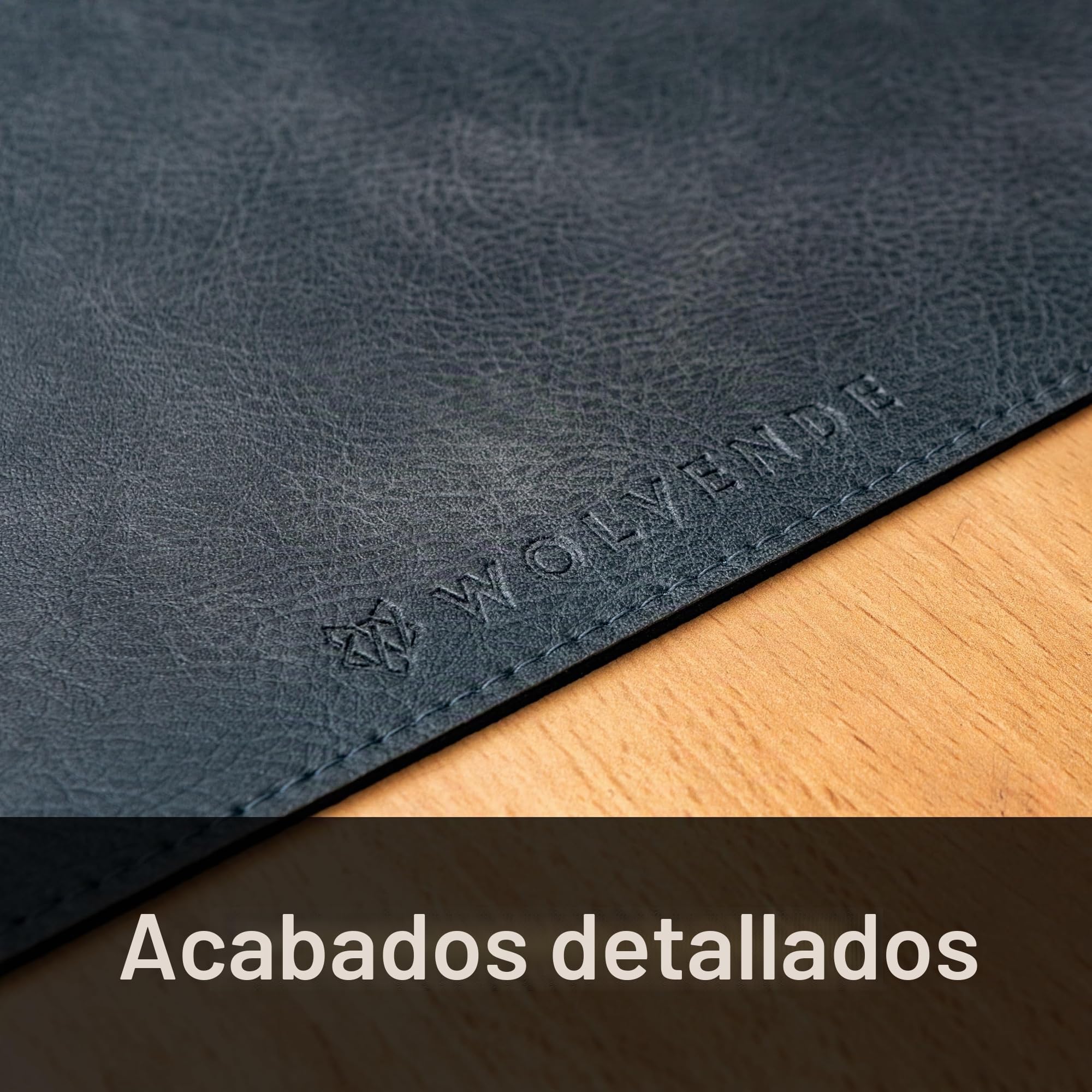 Tapete de escritorio de piel sintética vegana envejecida de alta calidad, tapete de escritorio multifuncional para oficina en casa (negro/gris, 40 cm x 90 cm)