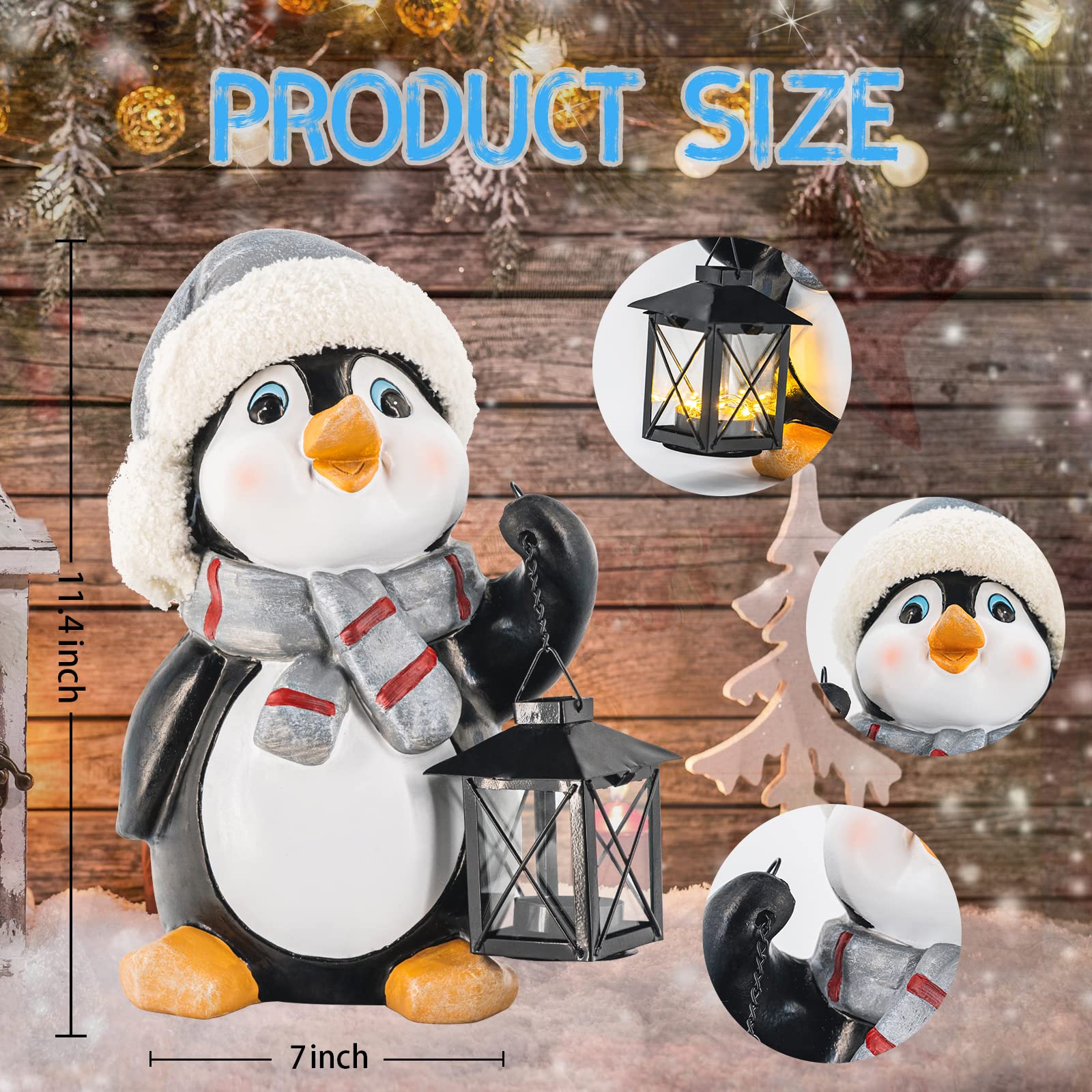 udensep Penguin Christmas Decoration, Christmas Statue with Metal