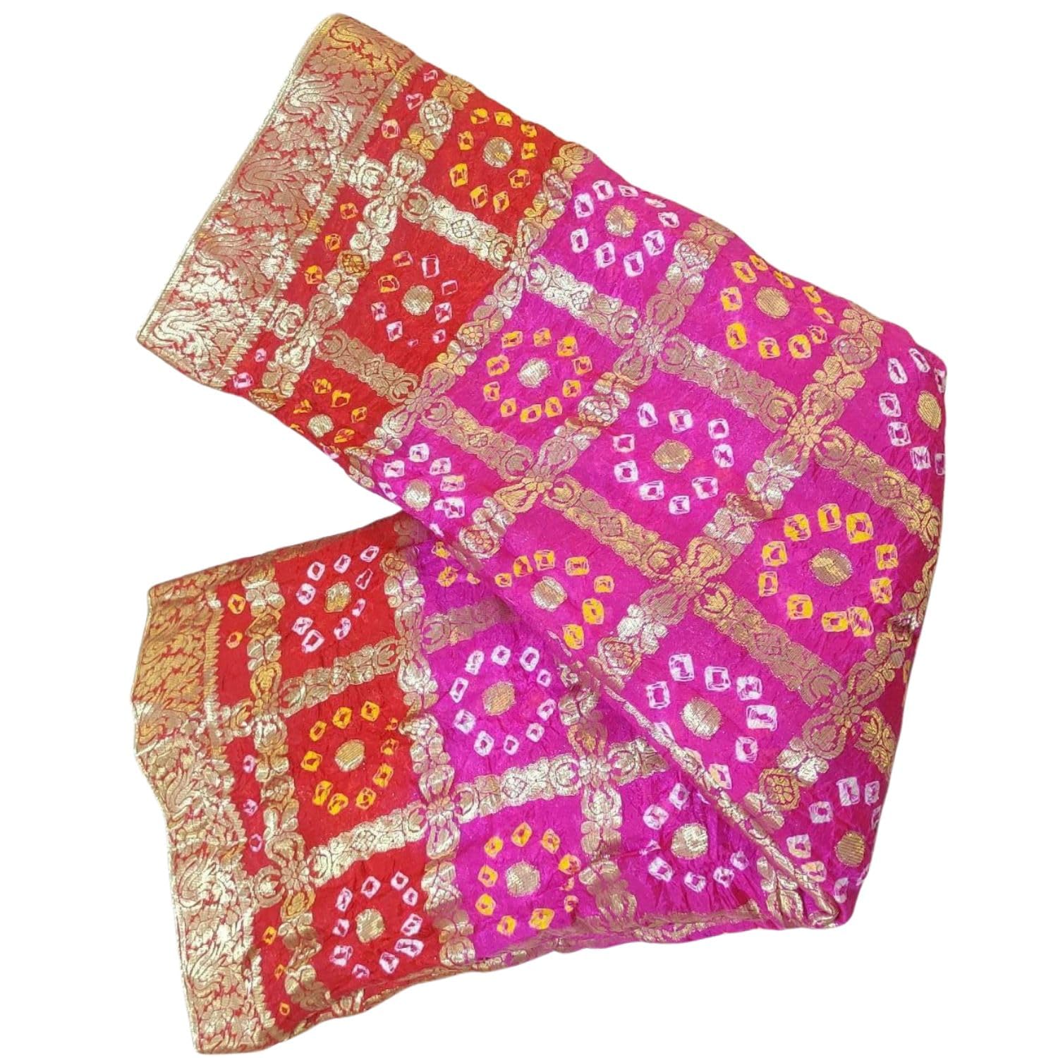 Women Banarasi Bandhej Ghadchola Saree Single Pallu Havi Zari Designing Ethnic Wear Collection-picture-37