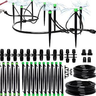 Drip Irrigation System, Adjustable Premium Irrigation System for Garden, Elevated Beds, Complete Drip Irrigation Kit with Dropper, 5/16" and 1/4" Irrigation Tubing and Back-Spilling Accessories
