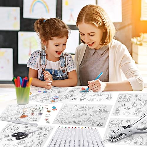 Miniatura 7 de Shynek Kit de 205 llaveros retráctiles, incluye 20 hojas de papel retráctil y 185 llaveros accesorios para manualidades creativas