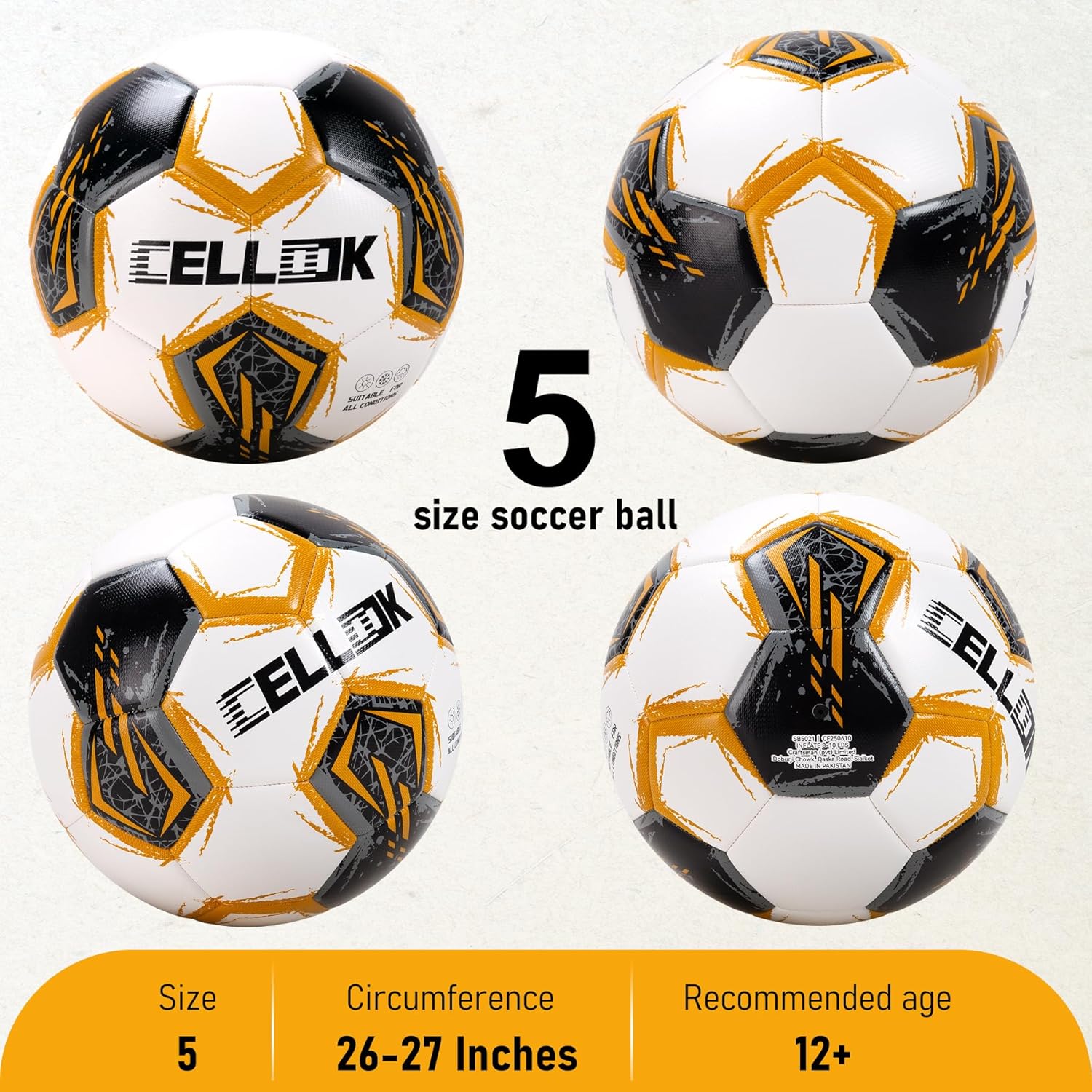 Soccer Ball Size 5 Size 4 - Deflated with Pump & Mesh Bag, Durable & Sturdy Design, Indoor/Outdoor Training Sports Game Ball, Official Size - Ideal Soccer Gift for Youth Teens Adult