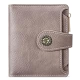 Small Wallets for Women RFID Blocking Leather Trifold Compact Credit Card Holder with ID Window Ladies Zipper Coin Purse Purple