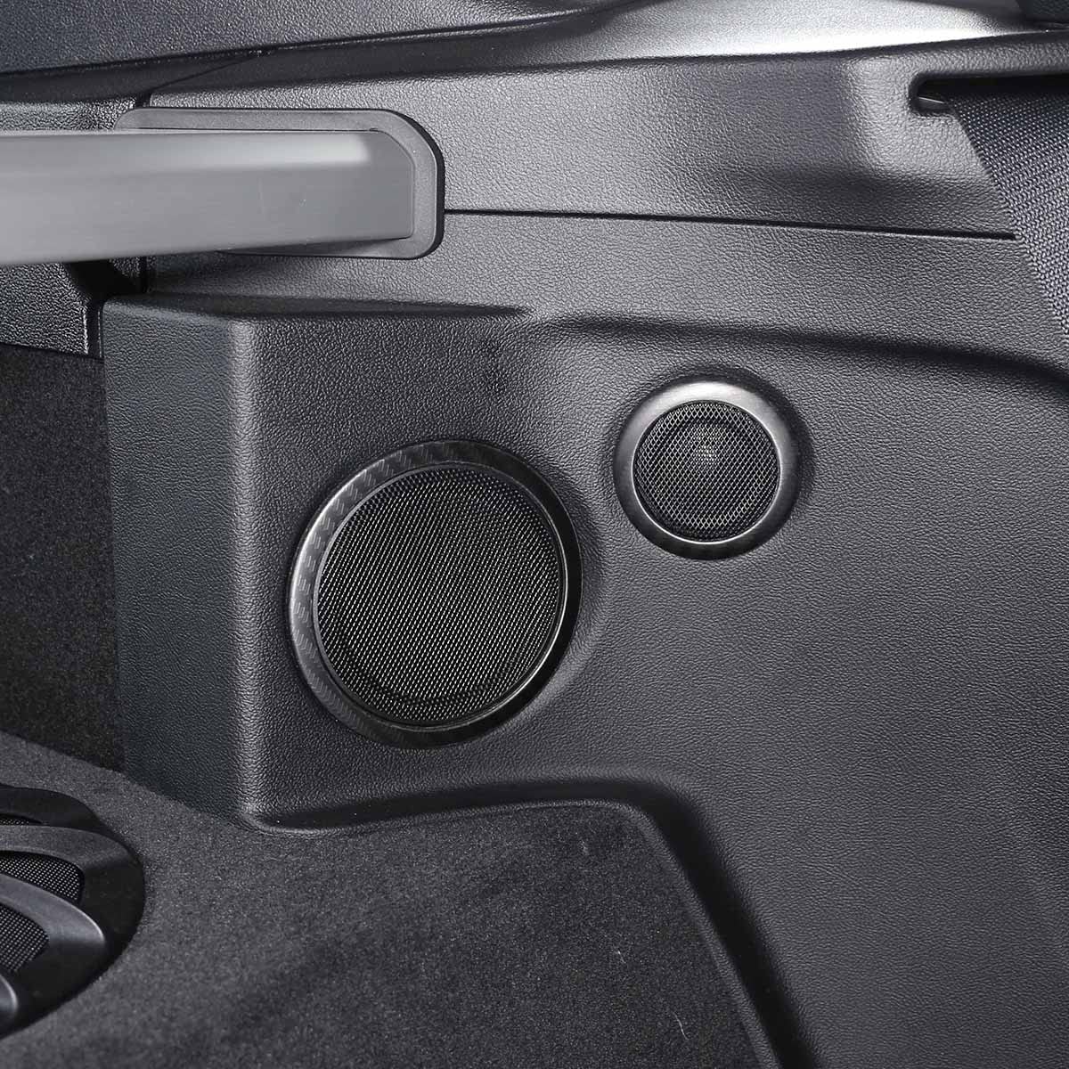 6PCS Car Stainless Steel Interior Door Speaker Ring Cover Trim Compatible with Toyota Supra A90 2018 2019 2020 2021 2022 2023 2024 (Black Carbon Fiber)