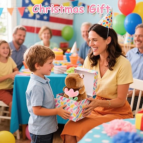 Miniatura 26 de Capybara - Lindos animales de peluche Capybara de 9.8 pulgadas con mochila de tortuga, juguetes de peluche Kawaii Capibara para niños, roedores