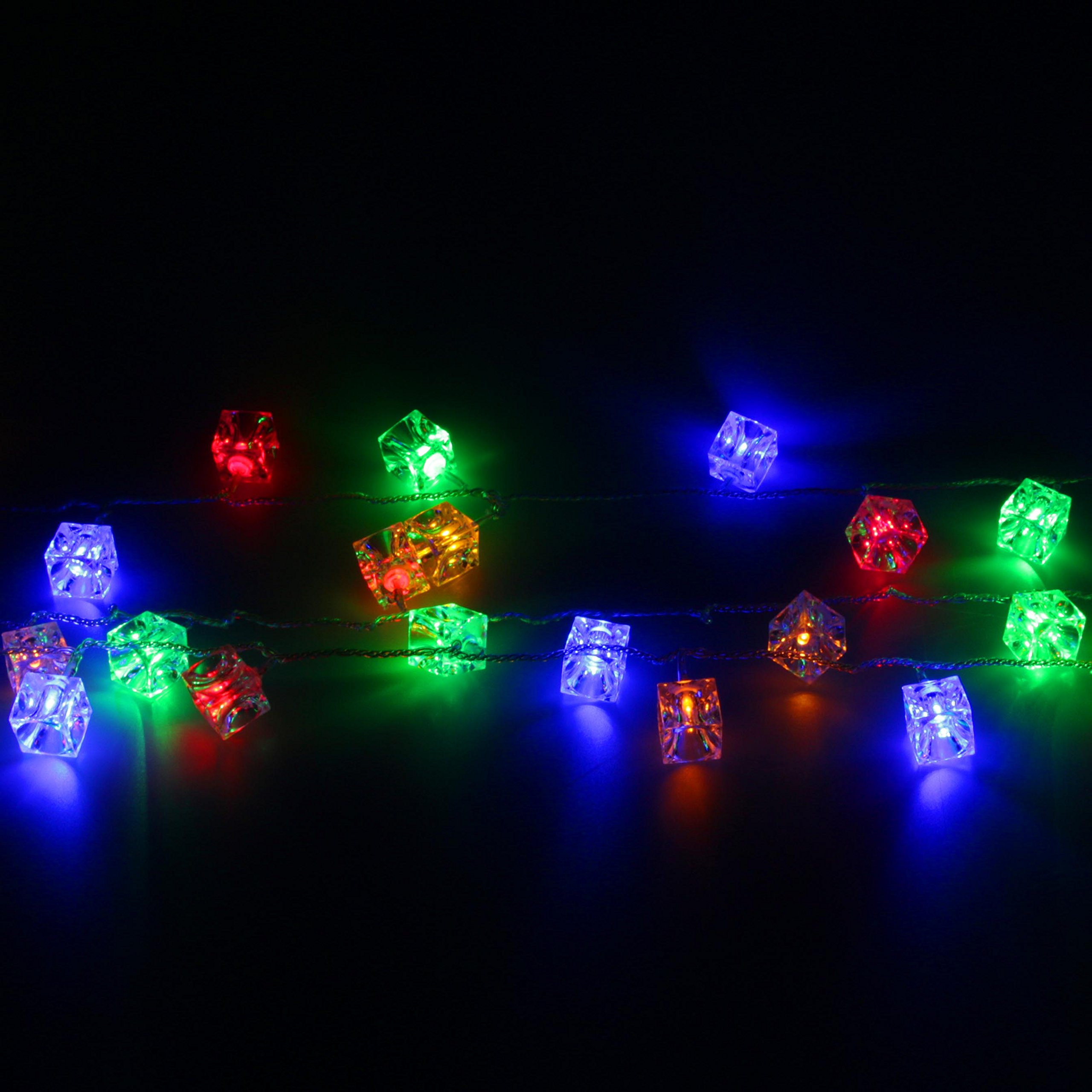 LED Lichterkette Mit Würfeln – 6,5 M Lang, 50 Blaue LEDs, IP44 Für Innen & Außen, Partylichter Für Garten & Party