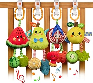 TUMAMA Hanging Toys for Baby Gym, 4 Pack Fruit Crib Stroller Baby Gym Mobile