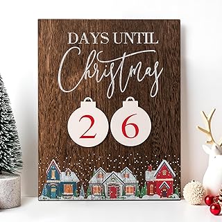 Christmas Countdown Sign Days Until Christmas Sign Wooden Early Xmas Cou...
