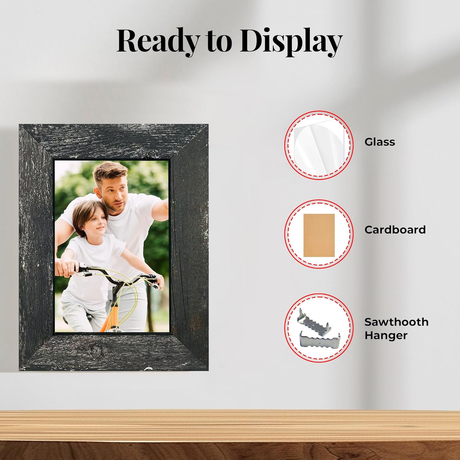 BARNWOODUSA Farmhouse 11x14 Picture Frame 1 1/2 inch Molding 100% Reclaimed Wood Rustic Smokey Black