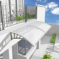 Vista 3 de MCombo - Toldo de policarbonato para ventana de exterior de 78.2 pulgadas, lámina hueca, toldo para puerta de patio