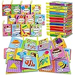 OKOOKO 12PCS Soft Baby Books, Soft Cloth Books, Bath Toys, Crinkle Washable Non-Toxic Early Education Preschool Learning Toy for Newborns Babies Infants Toddlers Kids