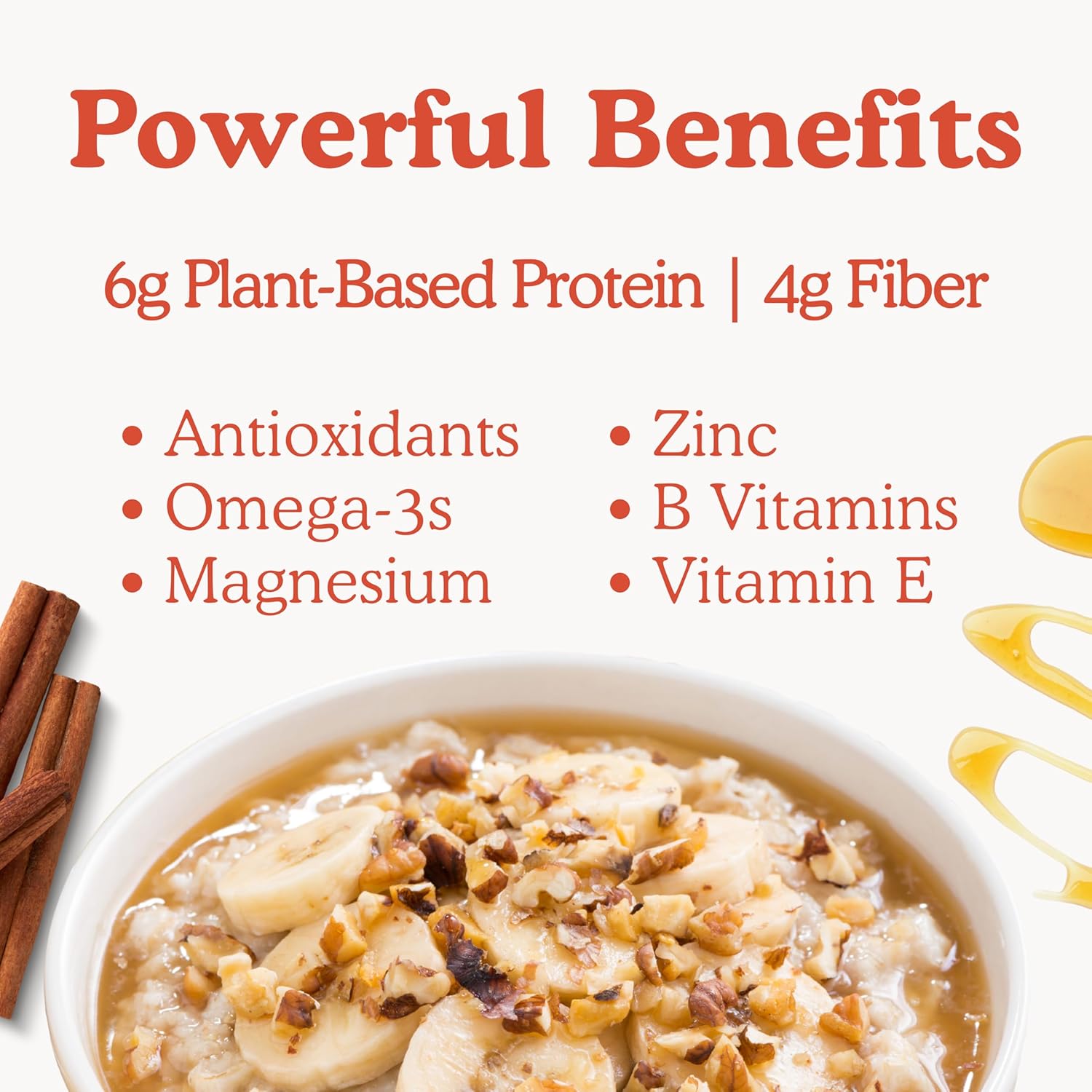 Earnest Eats Superfood Oatmeal – Maple Almond Cinnamon – Vegan, Gluten-Free, 6g Plant Protein, 4g Fiber, No Added Sugar, 24 Servings Total (3 Pack)