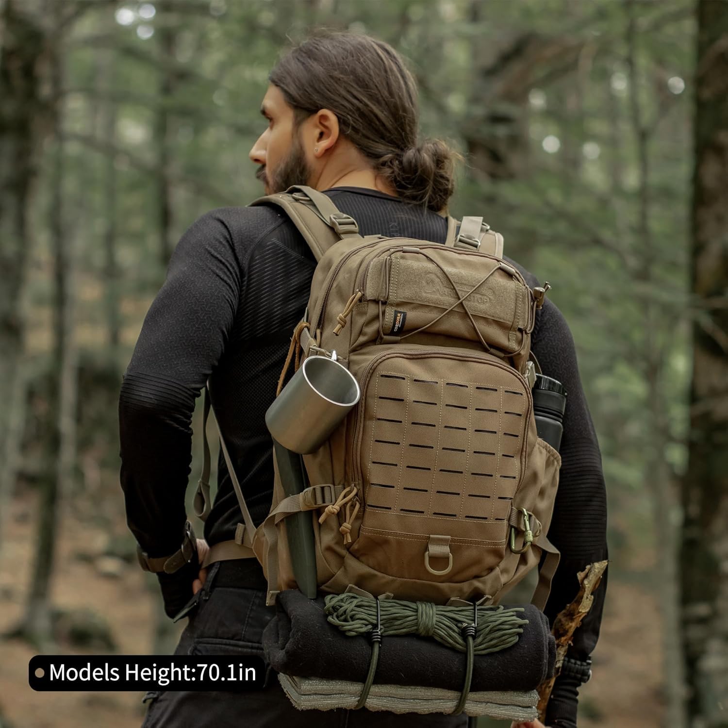 Mardingtop Small Military Tactical Backpack for Men,25L Molle Cordura Backpack for Hiking,Camping,Rucking