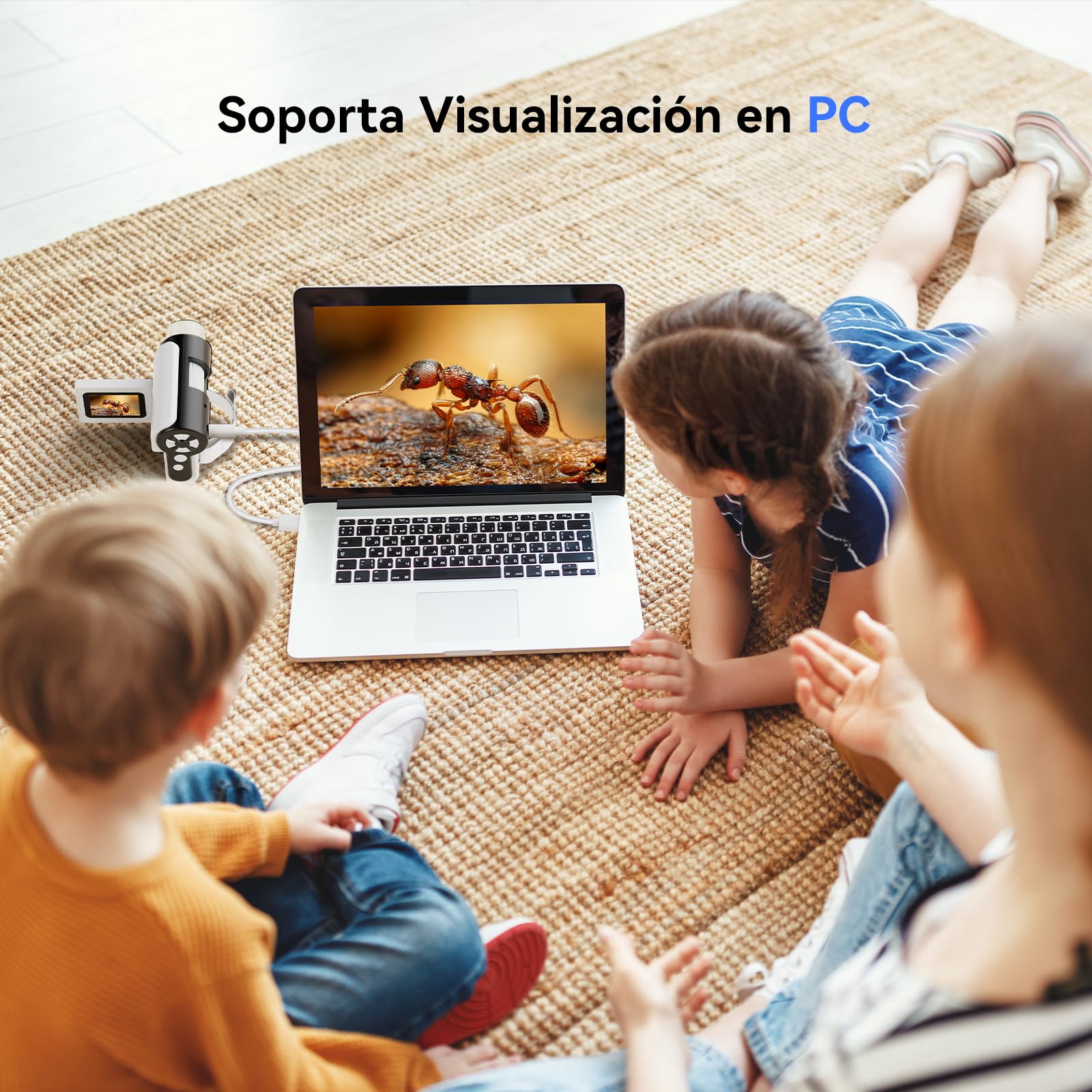 TOMLOV P20 Microscopio Digital Portátil para Niños, Miniscopio Multifuncional, Cámara DV 1080P Portátil con Pantalla LCD Plegable de 2", Compatible con MacOS y Windows, 4 Horas, 6 Preparaciones, 32GB