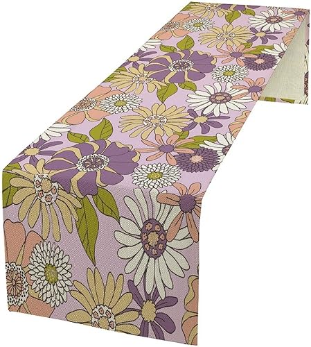 Miniatura 18 de Camino de mesa retro de los años 70, estilo vintage, abstracto, moderno, bohemio, espiral, espiral, ondas, granja, cena, camino para el hogar,