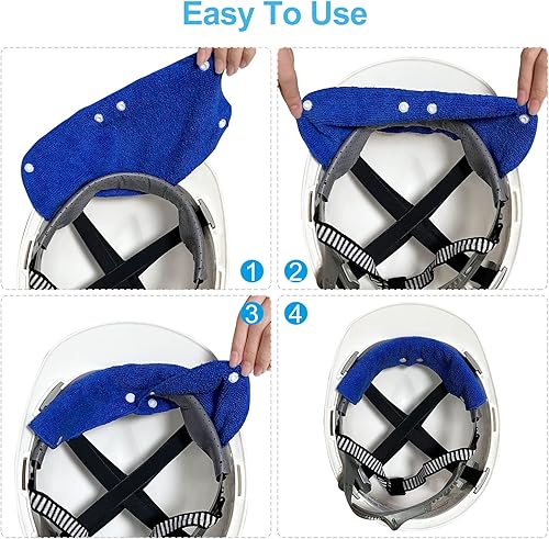 Miniatura 6 de PATIKIL Gorro duro de algodón con banda para el sudor, forro para casco de botón a presión, almohadillas reutilizables para casco de seguridad