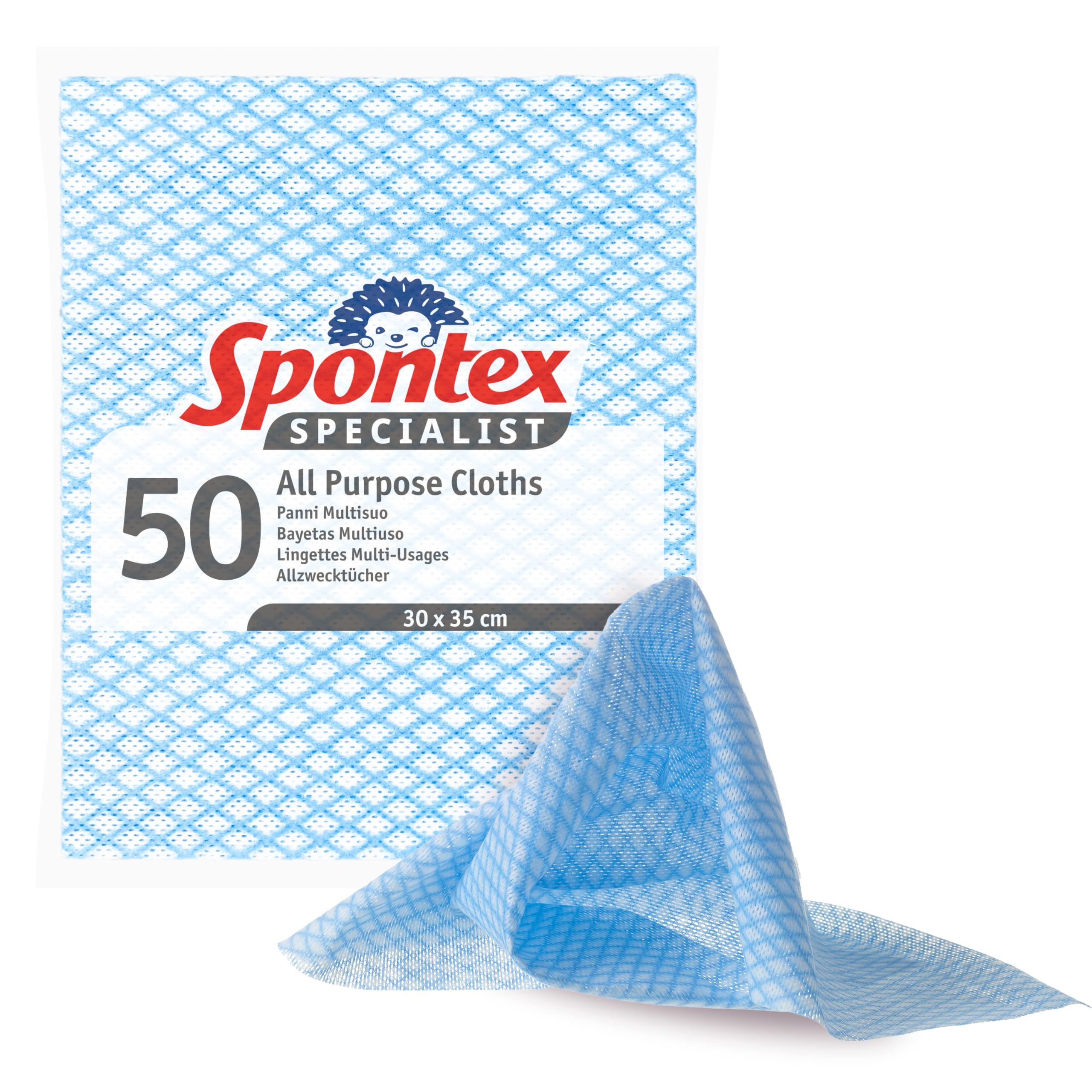 SpontexSpontex Specialist All Purpose Cleaning Cloths | Versatile & Reusable Dish Cloths for Professional Cleaning | Wet & Dry Use | 50 Pack[Amazon-developed Certification] Compact by Design