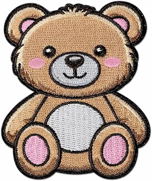 Teddy Bear Iron On Patch Cute Animal Applique for Jackets, Bags, Hats, Jeans and Crafts