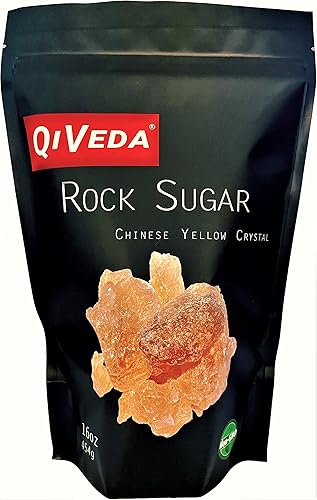 QiVeda Rock Sugar Cristal amarillo chino de primera calidad - 16 oz (454 g) Lo mejor para Pho, estofado rojo