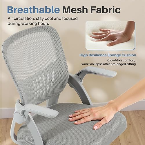 Miniatura 6 de DUMOS Silla de Computadora para Oficina en Casa - Silla Ergonómica de Respaldo Medio con Soporte Lumbar y Modo Mecedor, Altura Ajustable