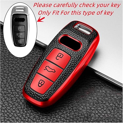 Miniatura 4 de jfqm Car Remote Key Case Cover Holder Key Chain Ring Fit for Audi A6 A7 A8 Q8 E-tron C8 D5 2019 2020 2021 Key Protector (Color  Blue)