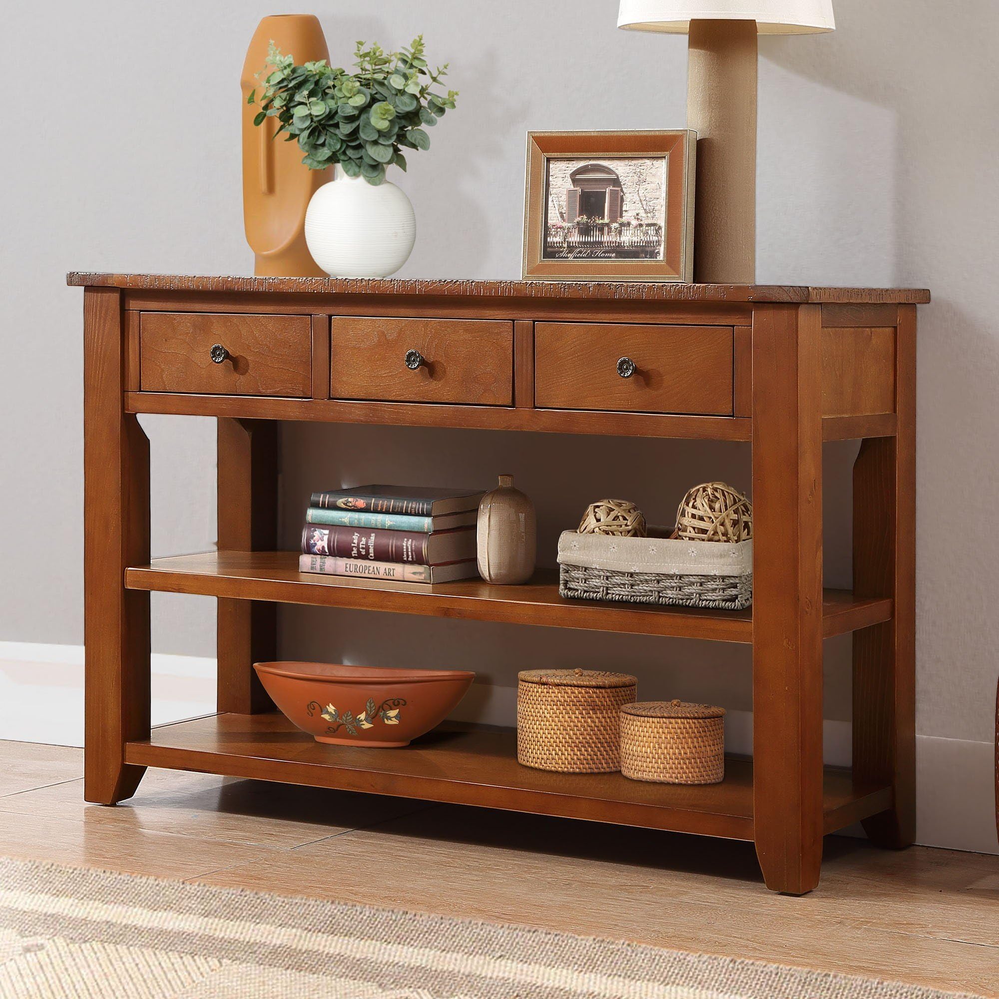 Amazon.com: Knocbel Farmhouse Entryway Long Console Table with 3 ...