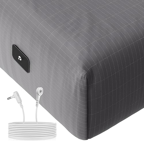 Grounding Sábanas bajeras de tamaño matrimonial, sábanas de tierra matrimonial con 10% fibra plateada, sábanas bajeras de 15 pulgadas de profundidad