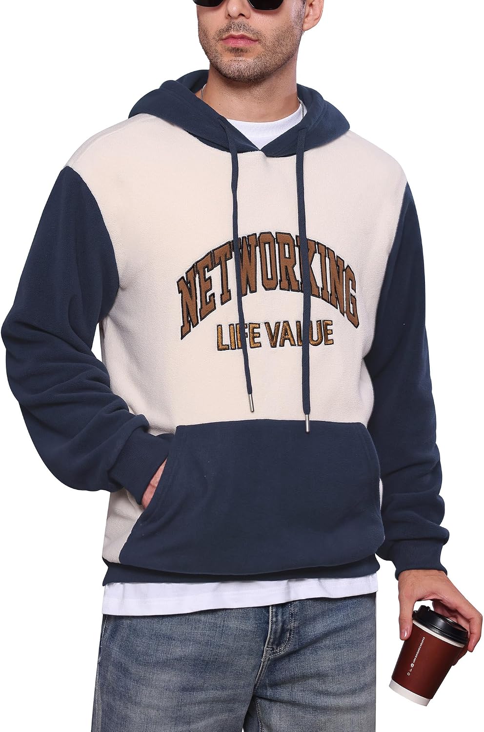 ODIZLI Designer Hoodies For Men Logo Colorblock Hoodie Fashion Casual Sweatshirt Long Sleeve Drawstring Pullover With Pocket