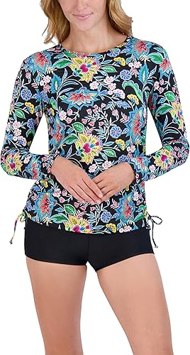 Miniatura 2 de Caribbean Joe Women's Long Sleeve Rashguard Adjustable Side Tie UPF Sun Protection Quick Dry Swim Shirt