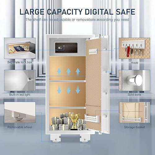 Miniatura 3 de TIGERKING - Caja fuerte extra grande de 5.9 pies cúbicos, caja fuerte grande para el hogar con doble cerradura de llave de seguridad y caja de