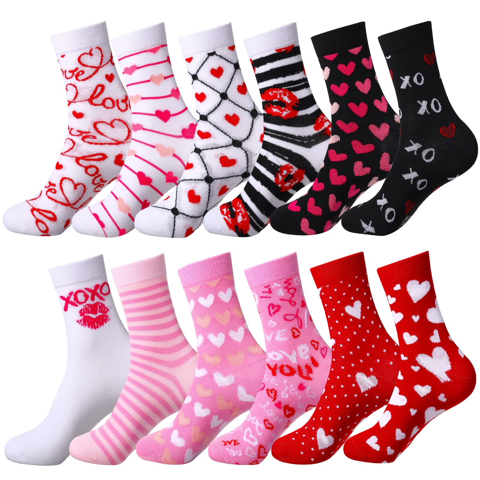 Boyiee 24 pares de calcetines navideños para el día de San Valentín, día de San Patricio, Pascua, calcetines de regalo suaves para mujeres y hombres