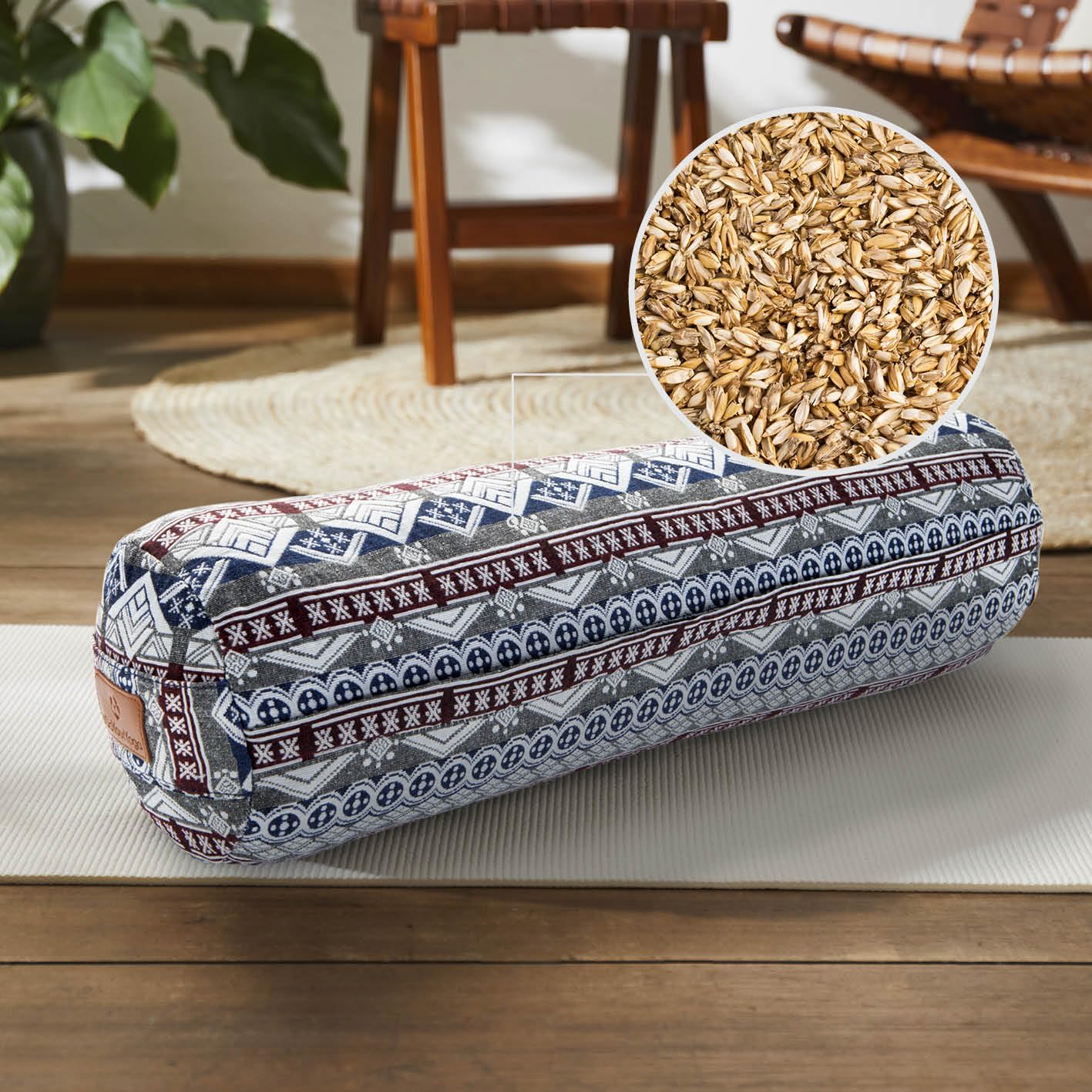 #DoYourYoga Bolster per yoga cilindrico con pula di farro bio o pula di grano saraceno bio | 68cm x 22cm | lavabile in lavatrice | ideale come cuscino yoga | cuscino zafu | Supporto Per meditazioni