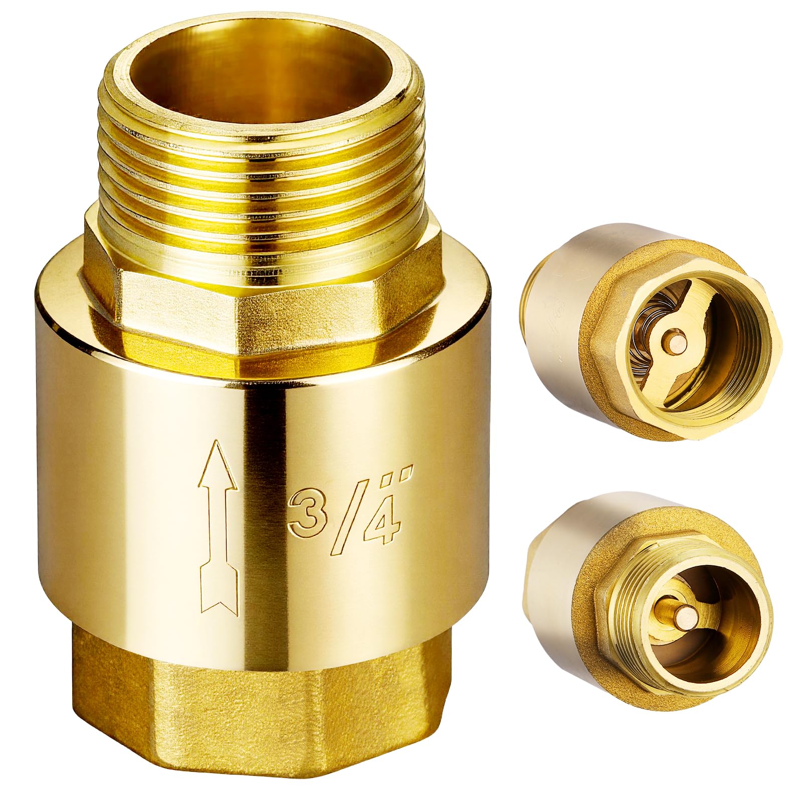 Zocipro Valvola Di Non Ritorno 3/4 Pollice In Ottone, Femmina A Maschio, Valvola Di Ritegno Impermeabile Da 3/4'' Per Pompa, Giardino, Lavatrice, Botte, Tubazione Dell’Acqua, Scaldabagno