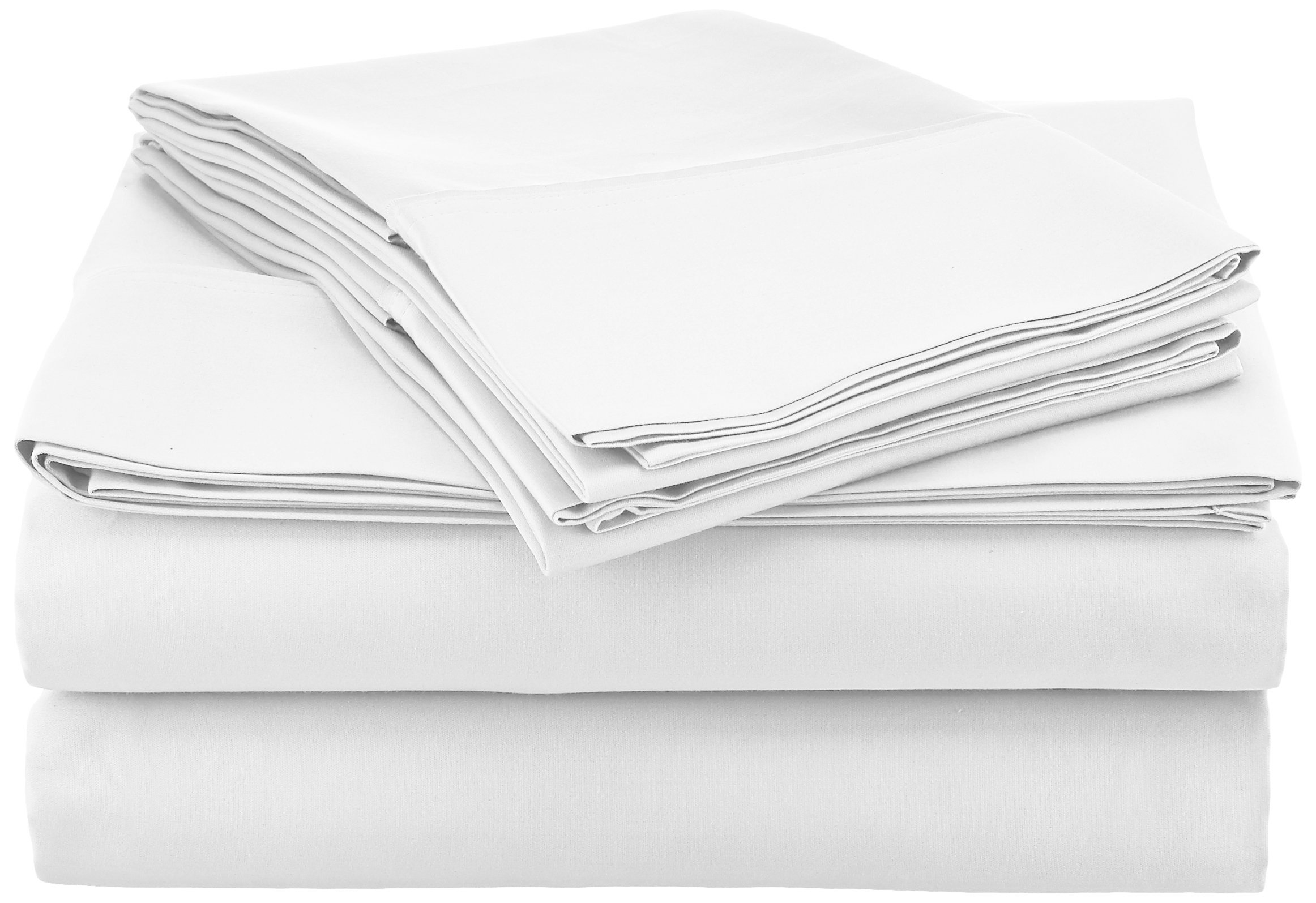 Pointehaven 100% Cotton Sheets Queen Size, 500 Thread Count Sateen Weave Bed Sheet & Pillowcase Sets, Soft Cotton 4 Piece Bed Sheets Set, Fits Mattress 21 inches Deep Pocket - White