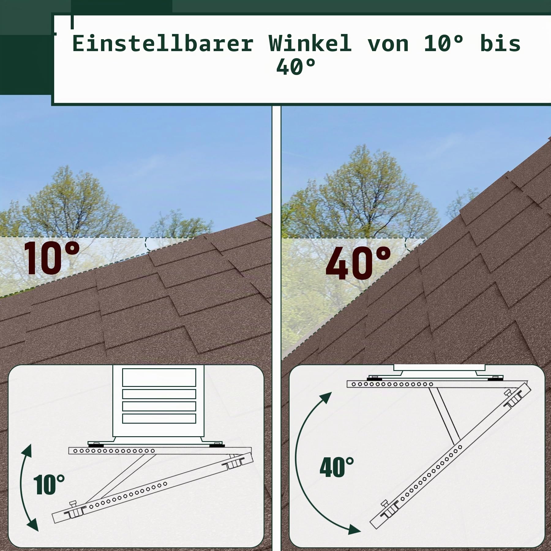 Flehomo Klimaanlage Dachhalterung für Mini Split Klimaanlagen Wärmepumpensystem, verstellbare Halterung für Dach, robuste Dachhalterung für 9.000-24.000 BTU