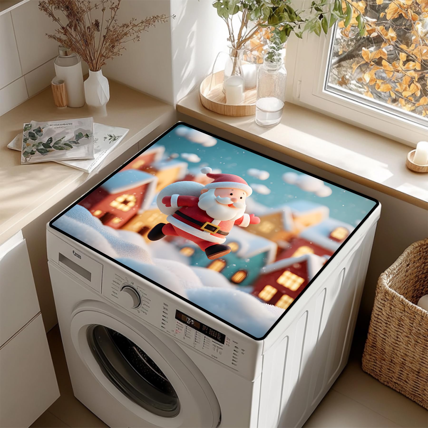 Christmas Washer Dryer Top Mat 23.6"x19.7", Non-Slip Cover Pad