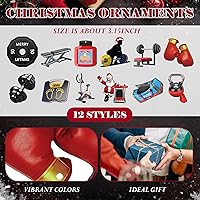Vista 2 de Leinuosen Paquete de 36 Adornos Navideños de Levantador de Pesas de Madera Adorno de Mancuerna Navideña Adorno de Barra Navideña Decoración de Árbol