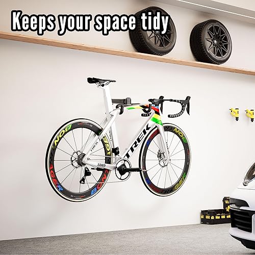 Miniatura 6 de Soporte de pared para bicicleta, estante horizontal ajustable para almacenamiento de bicicletas para garaje y hogar, soporte de gancho de metal para