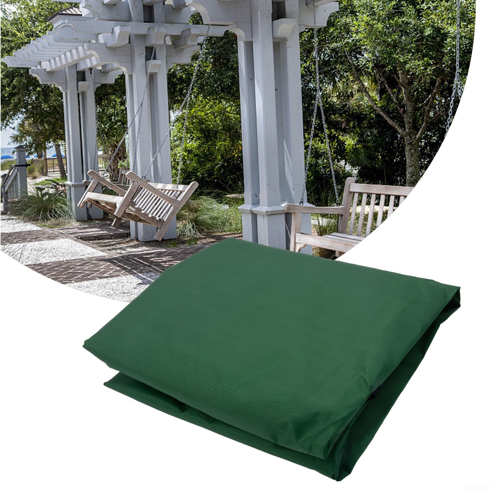 Cuscino per dondolo da giardino, 150 cm, ricambio per dondolo da giardino, in tessuto, adatto per sedia a dondolo a 3 posti (verde scuro)