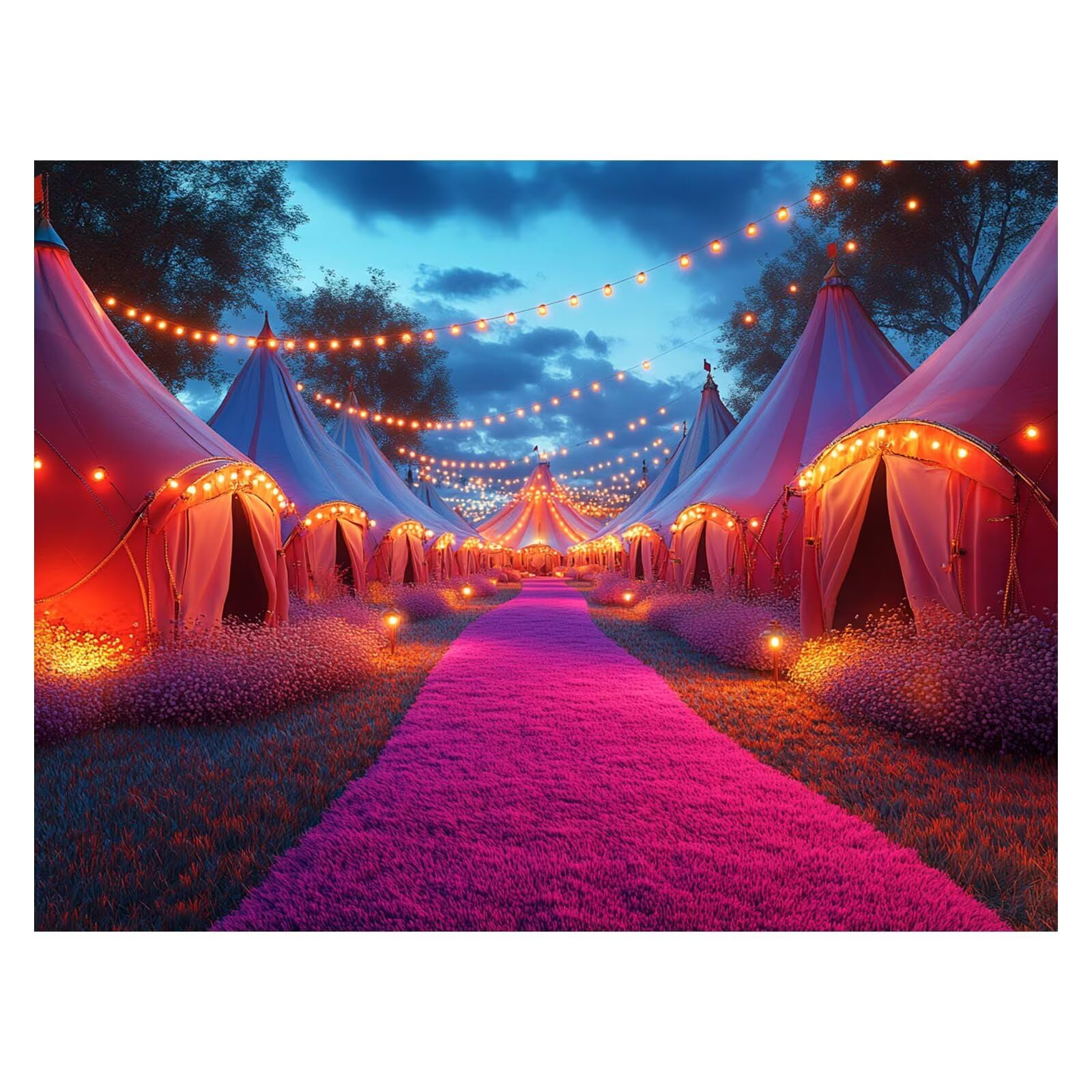 Malen Nach Zahlen Erwachsene Zelt Leinwand zum Bemalen 70x95cm ZSHS-0524 | Diy Set Erwachsene mit Acrylfarben Set Pinselset Farbenfrohe Leinwand Nachtansicht für Deko Wohnzimmer Geschenke für Frauen