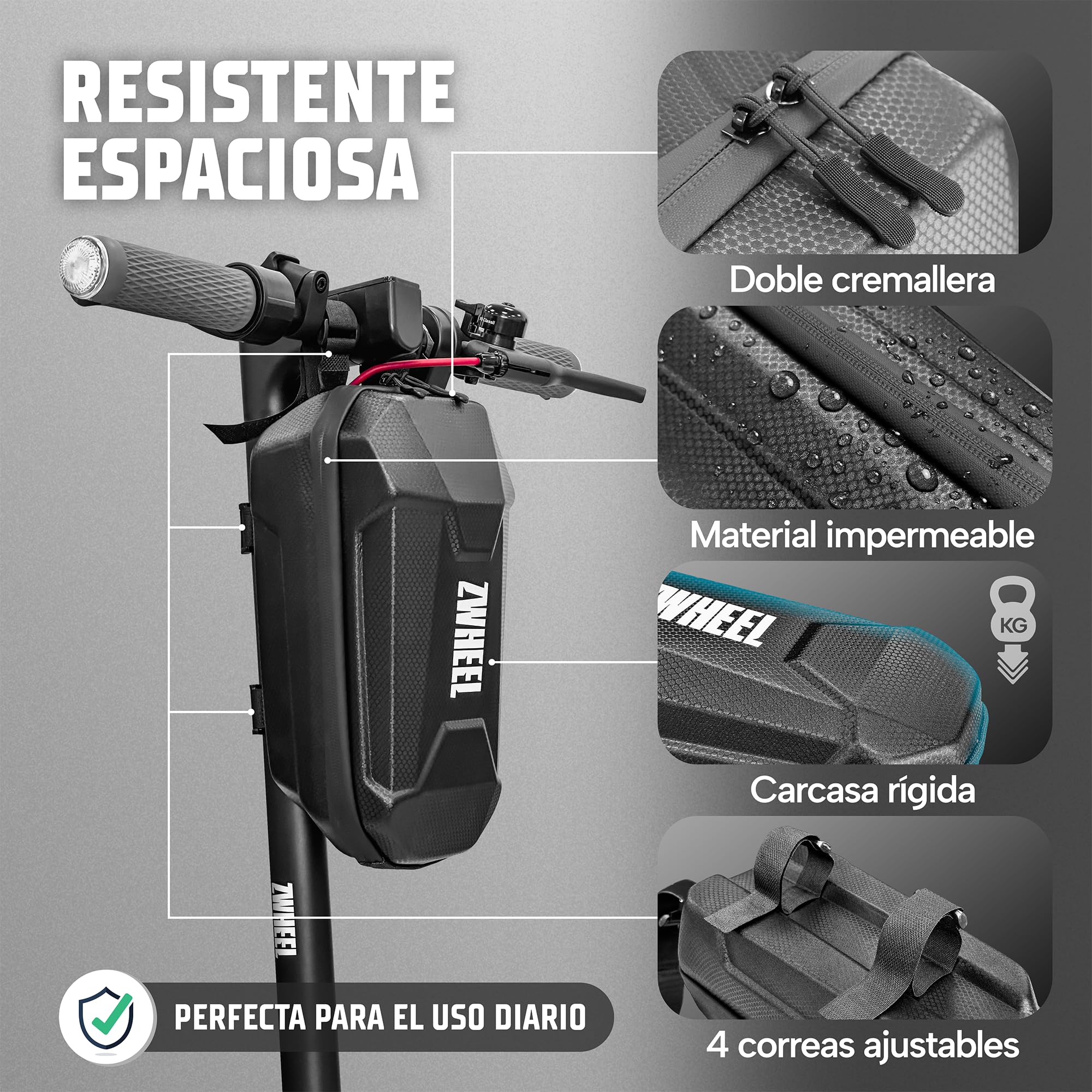 Sac De Guidon Zamelux – Grande Capacité, EVA Imperméable, Compatible Xiaomi M365 Et Autres Trottinettes/vélos