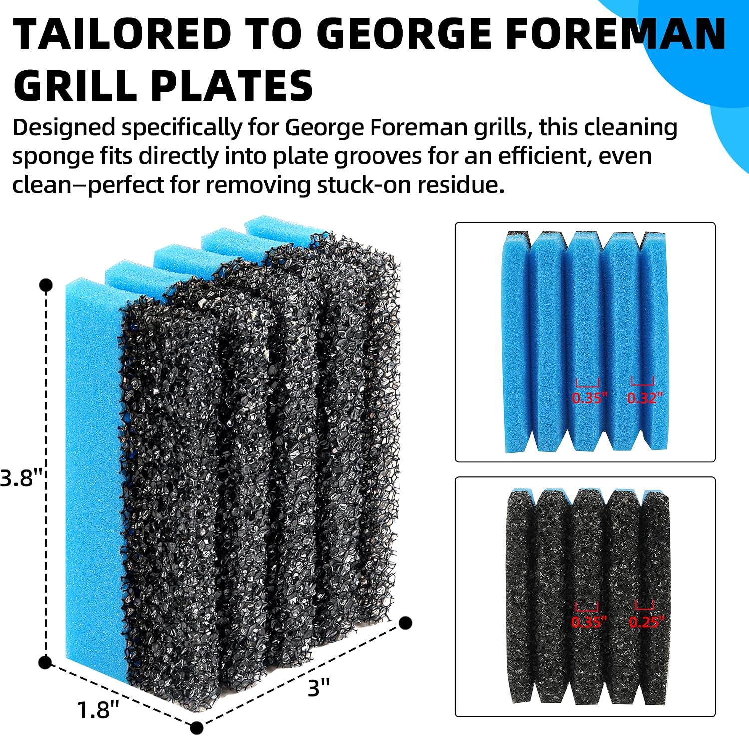 TonGass 12207 Cleaning Sponge and Grill Scraper for George Foreman Grill image 2