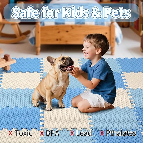 Miniatura 70 de Tapete de juego de espuma para bebé, tapete entrelazado de 0.4 pulgadas de grosor con colores sólidos, tapete de juego suave y no tóxico, tapete