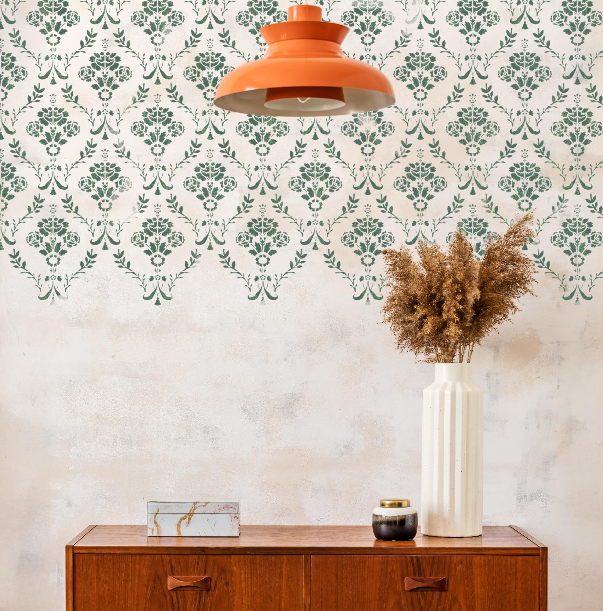 Nakleo Szablon Malarski do Malowania Ścian, Rozmiar 59x95 cm Rose Damask