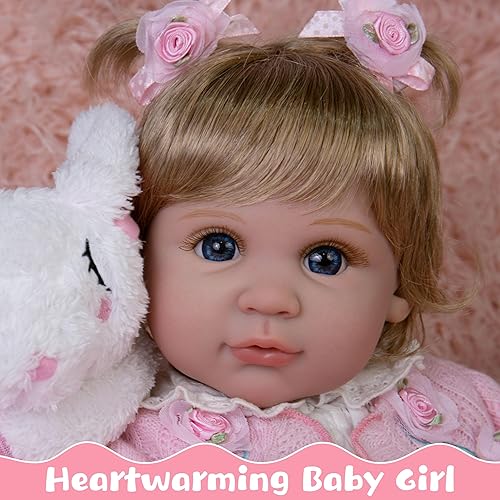 Miniatura 10 de EKOKIZ Reborn Baby Doll - Muñeca realista de 22 pulgadas, cuerpo de tela suave, muñecas de bebé recién nacido con ropa y accesorios de juguete,