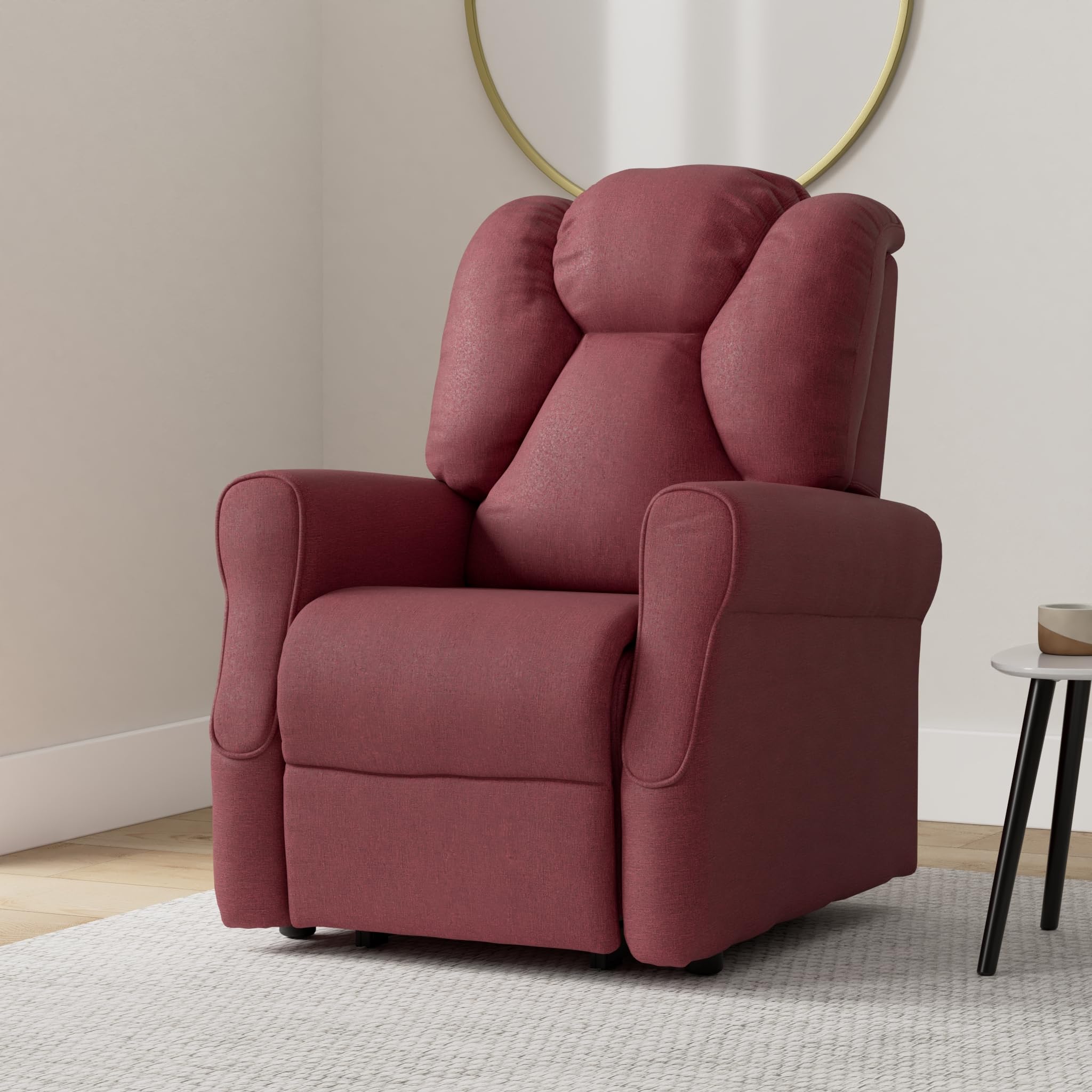 Sime Betty1 PERSONNALISÉ Fauteuil releveur Relax Dispositif Médical Vibromassage kit 4 Roues siège à Micro-Ressorts Doux résistant aux Taches Rouge foncé