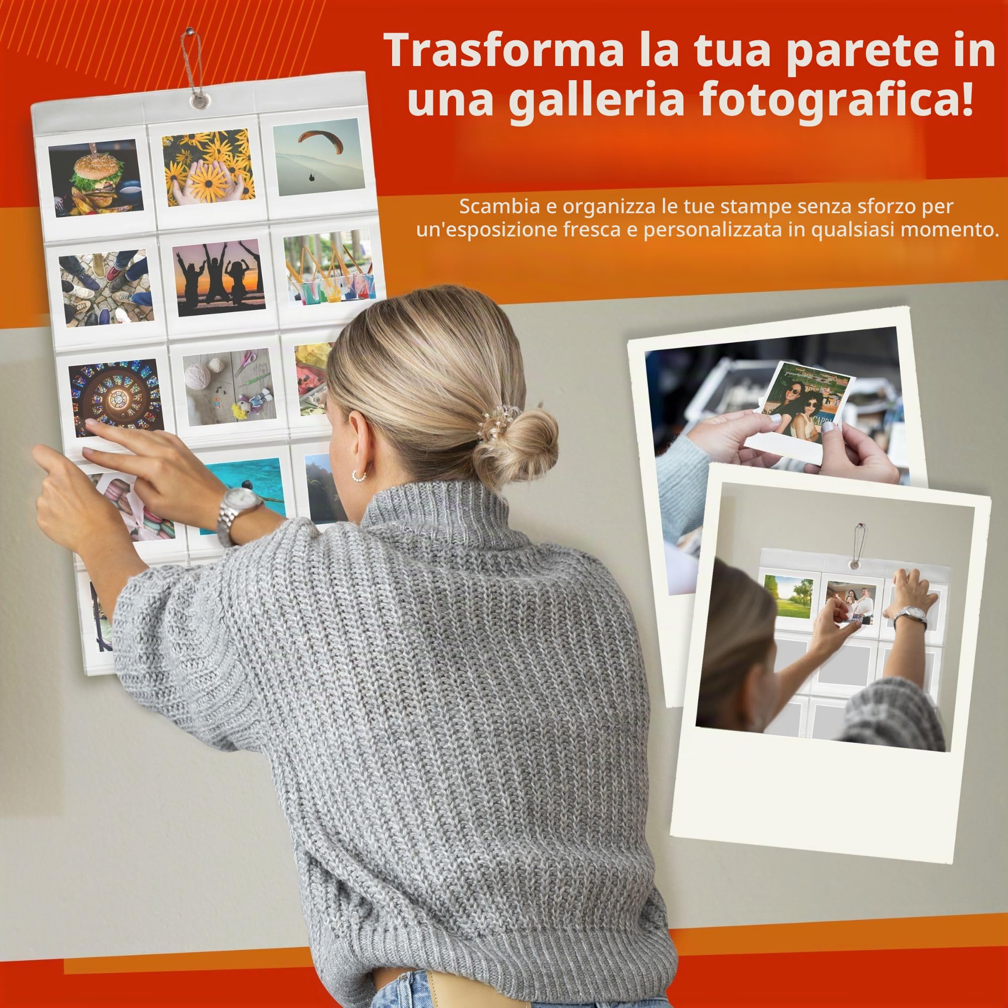 Set di 64 pellicole fotografiche a colori per fotocamera istantanea con Polaroid Go Film e album fotografico Clikoze Wall