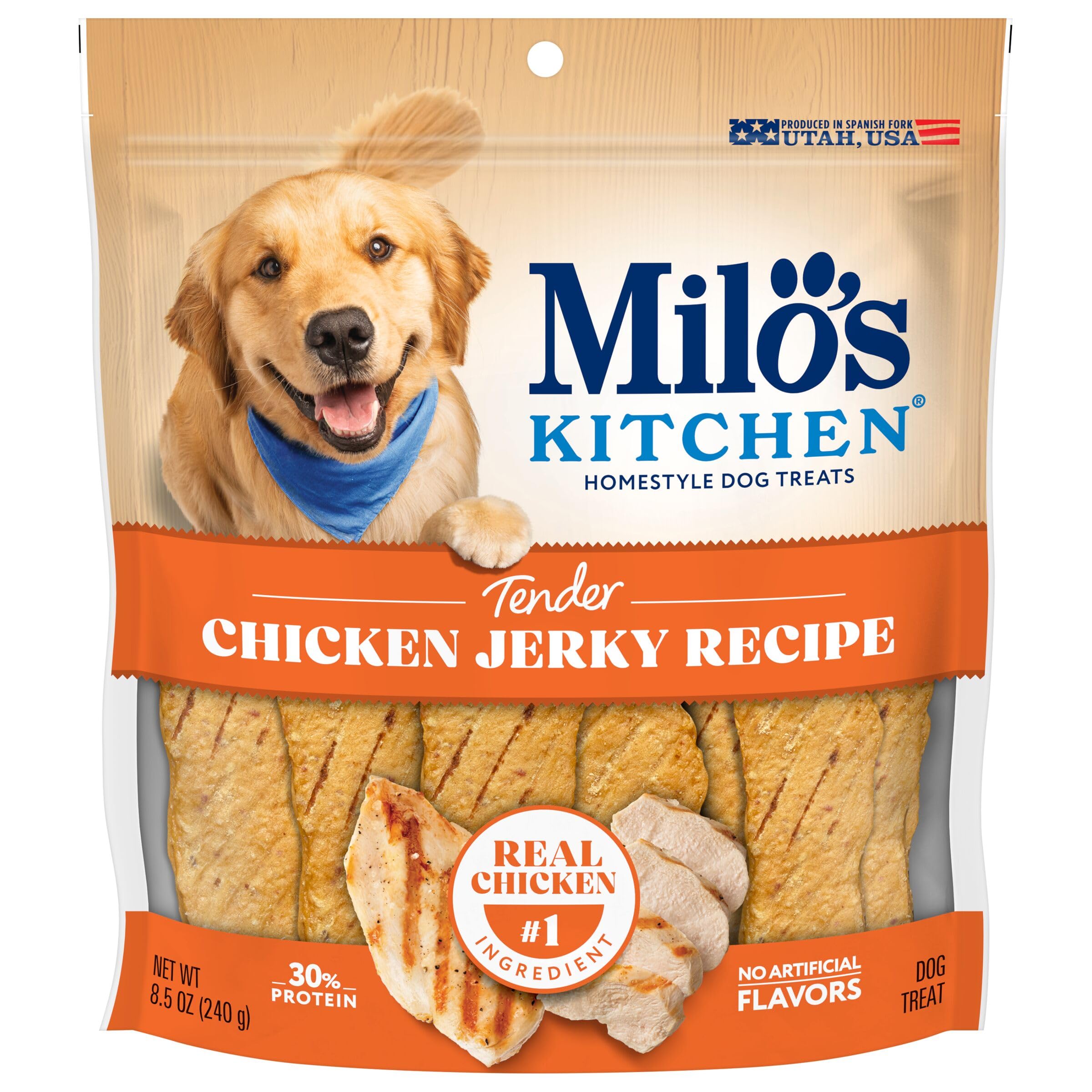 Milo's Kitchen Homestyle Dog Treats, Chicken Jerky, 8.5 Ounce, High Protein, No Artificial Flavors